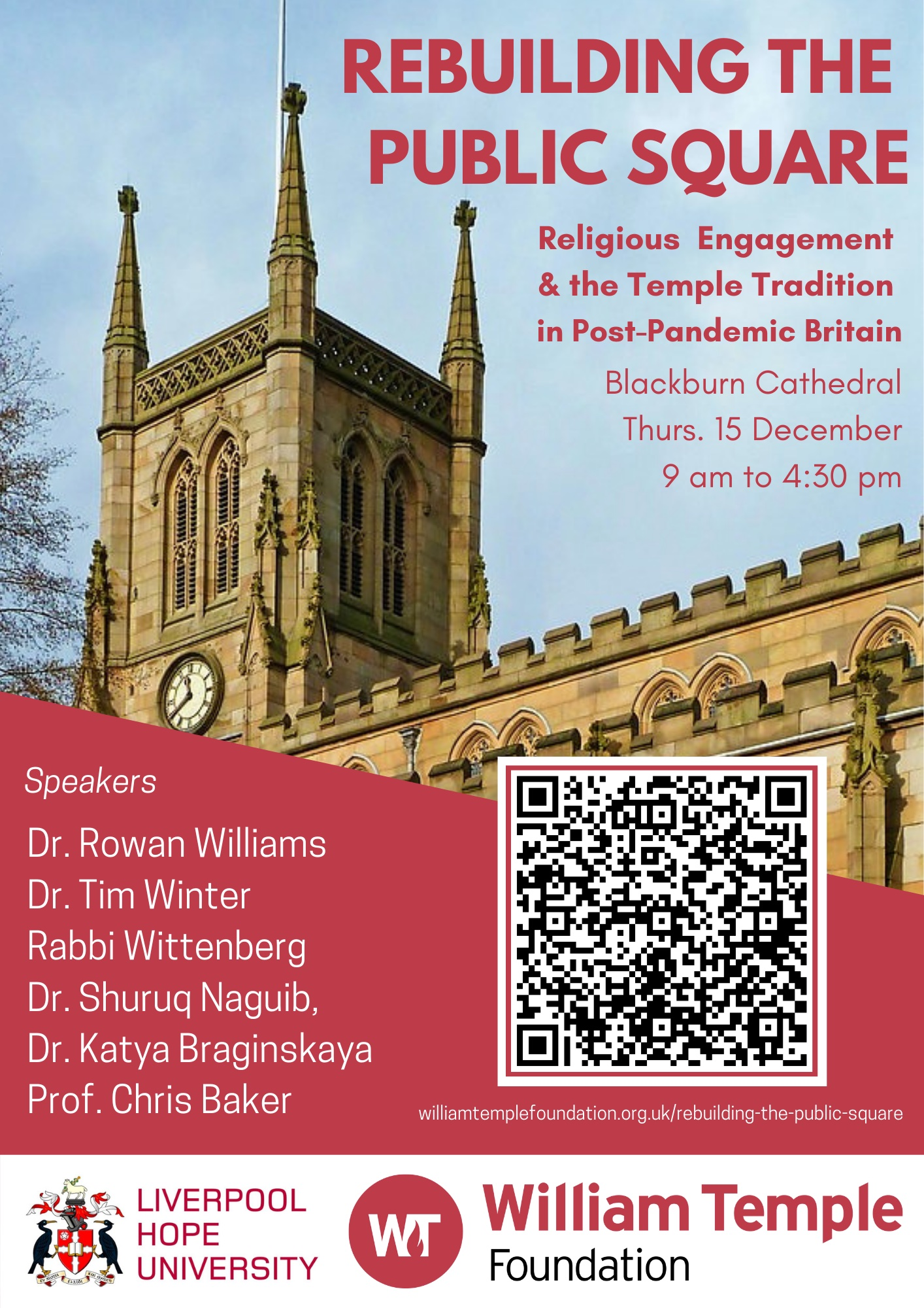 Poster regarding rebuilding the public square, religious engagement at Blackburn Cathedral